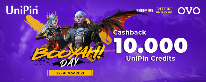 PROMO – Booyah Day bareng Free Fire, Dapatkan Cashback 10.000 UniPin Credits!